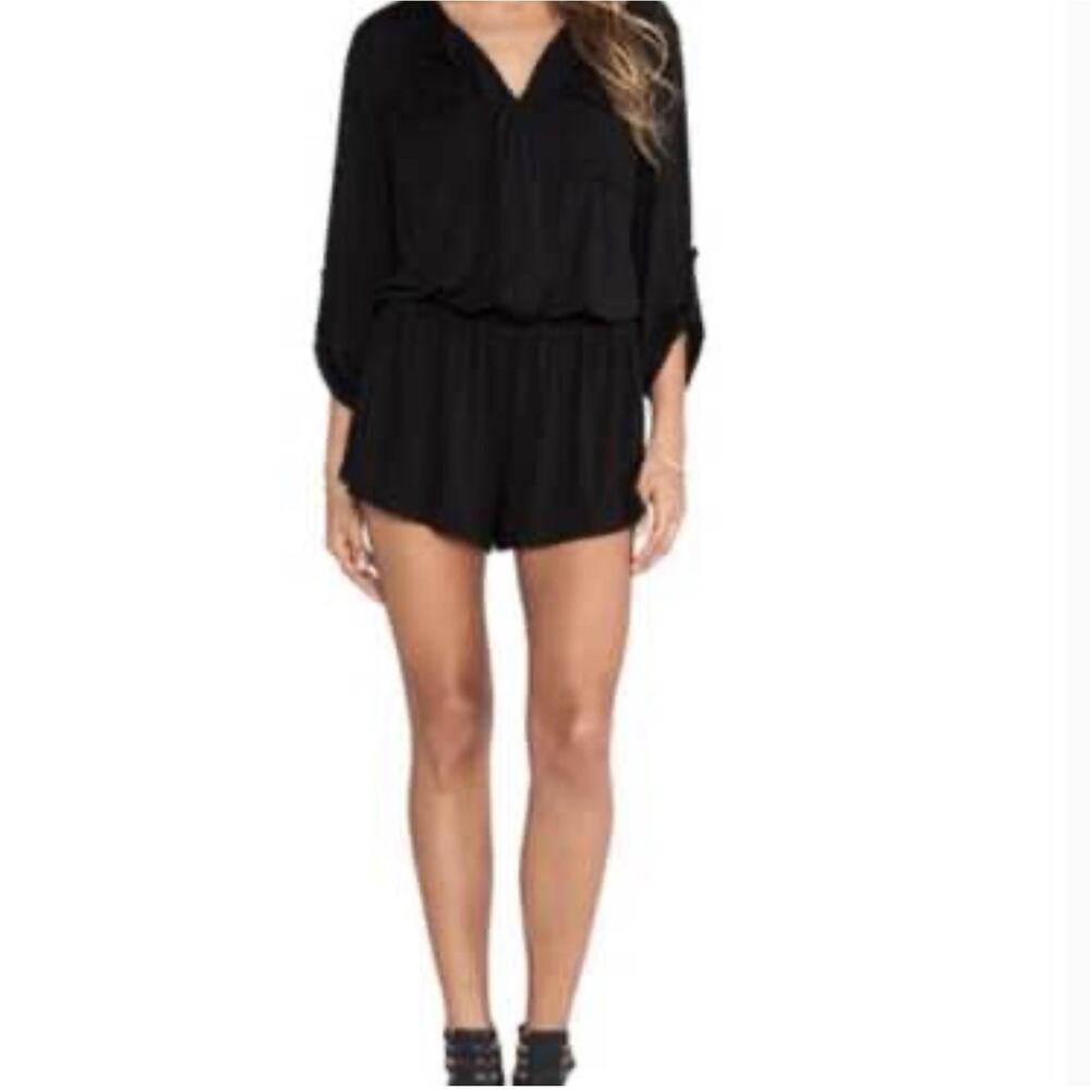 Young Fabulous & Broke Black 3/4 Sleeve Romper Women XS Relaxed Boho Casual YFB